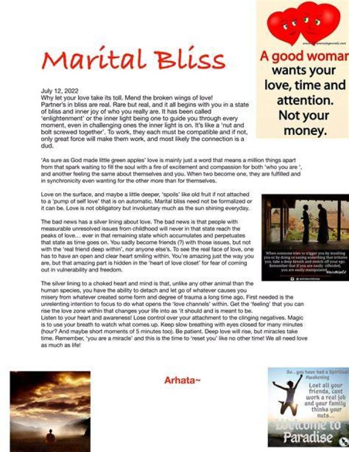 A Journey Into Marital Bliss