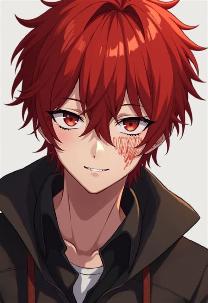 an anime character with red eyes holding a baseball bat