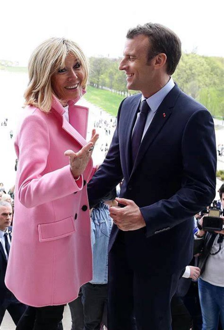 Brigitte Macron cuts a chic figure in a blue pantsuit in Montreal