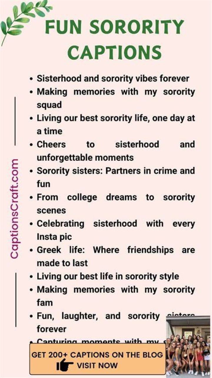 Cute Sorority Captions For Instagram & Hanging With Your Sisters On Campus