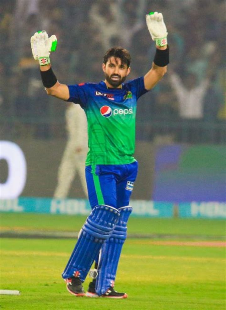 Mohammad Rizwan acknowledges the crowd after reaching his century